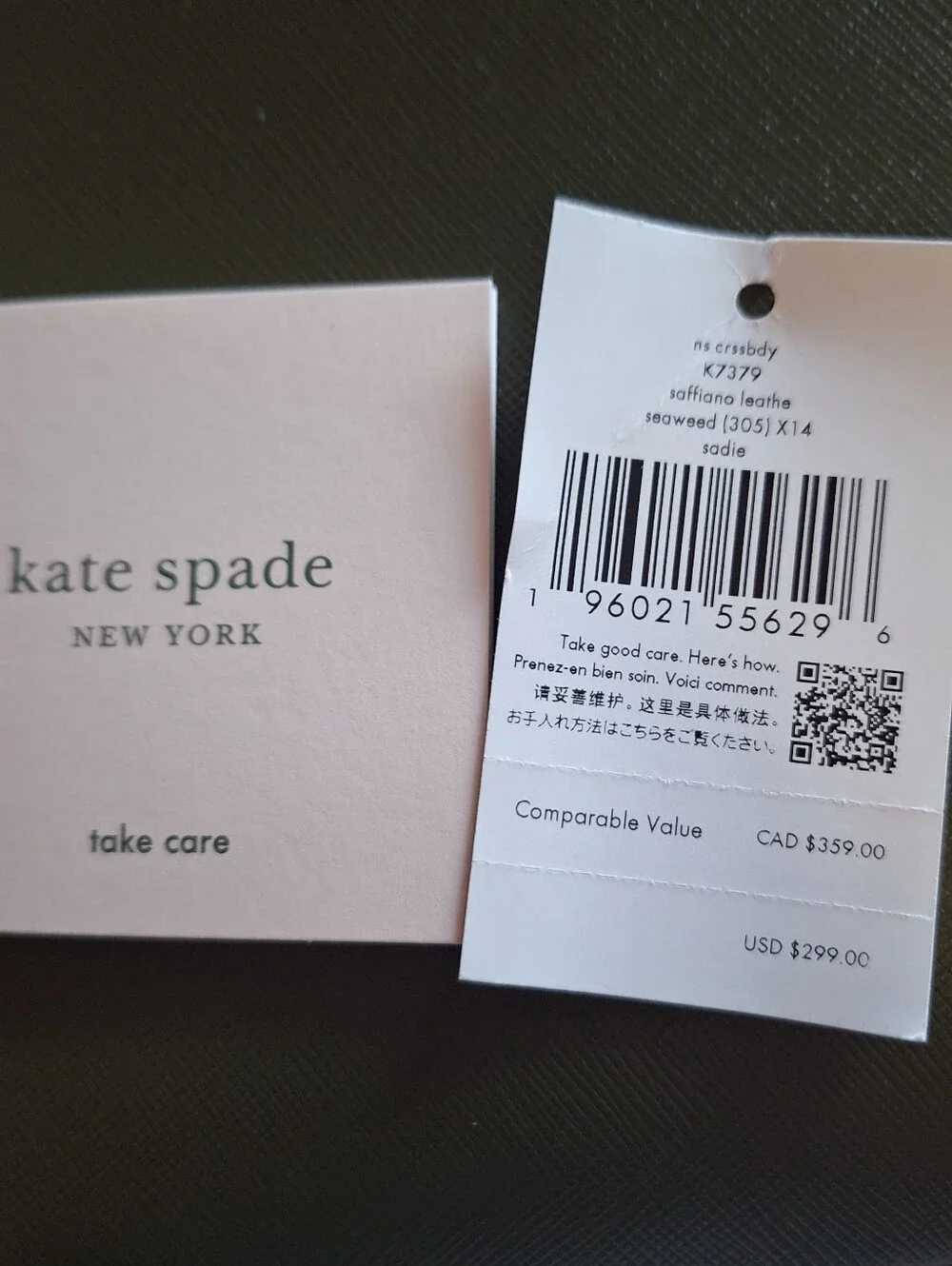 kate spade Olive Green Leather Crossbody with Gold Hardware